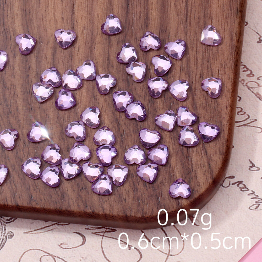 Сердцевидные стразы для ногтей 50 шт. фиолетовые для декора ногтей своими руками японский стиль простой дизайн