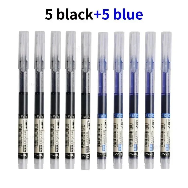 Гелевые ручки, набор из 10 штук Синий, 5 Black 5 Blue