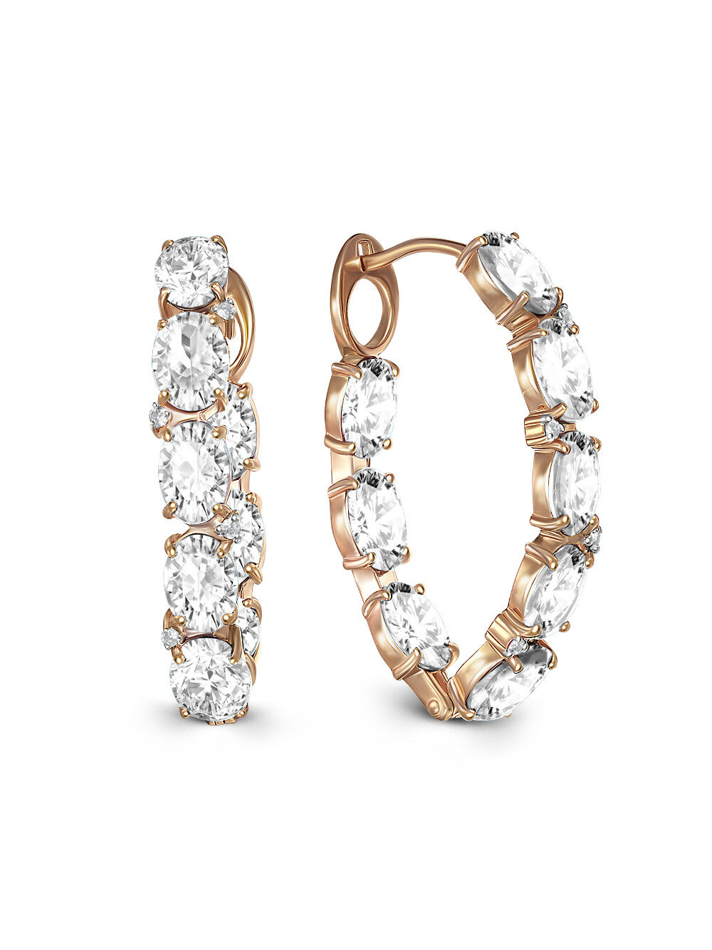 Серьги NEWGOLD, красное золото, 585 проба, родирование, горный хрусталь