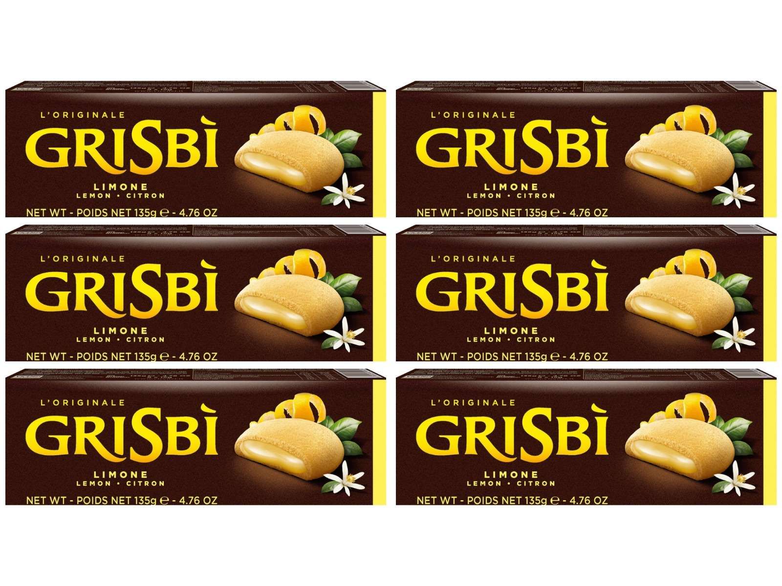 Grisbi Печенье с лимонным кремом, 135 г, 6 уп.