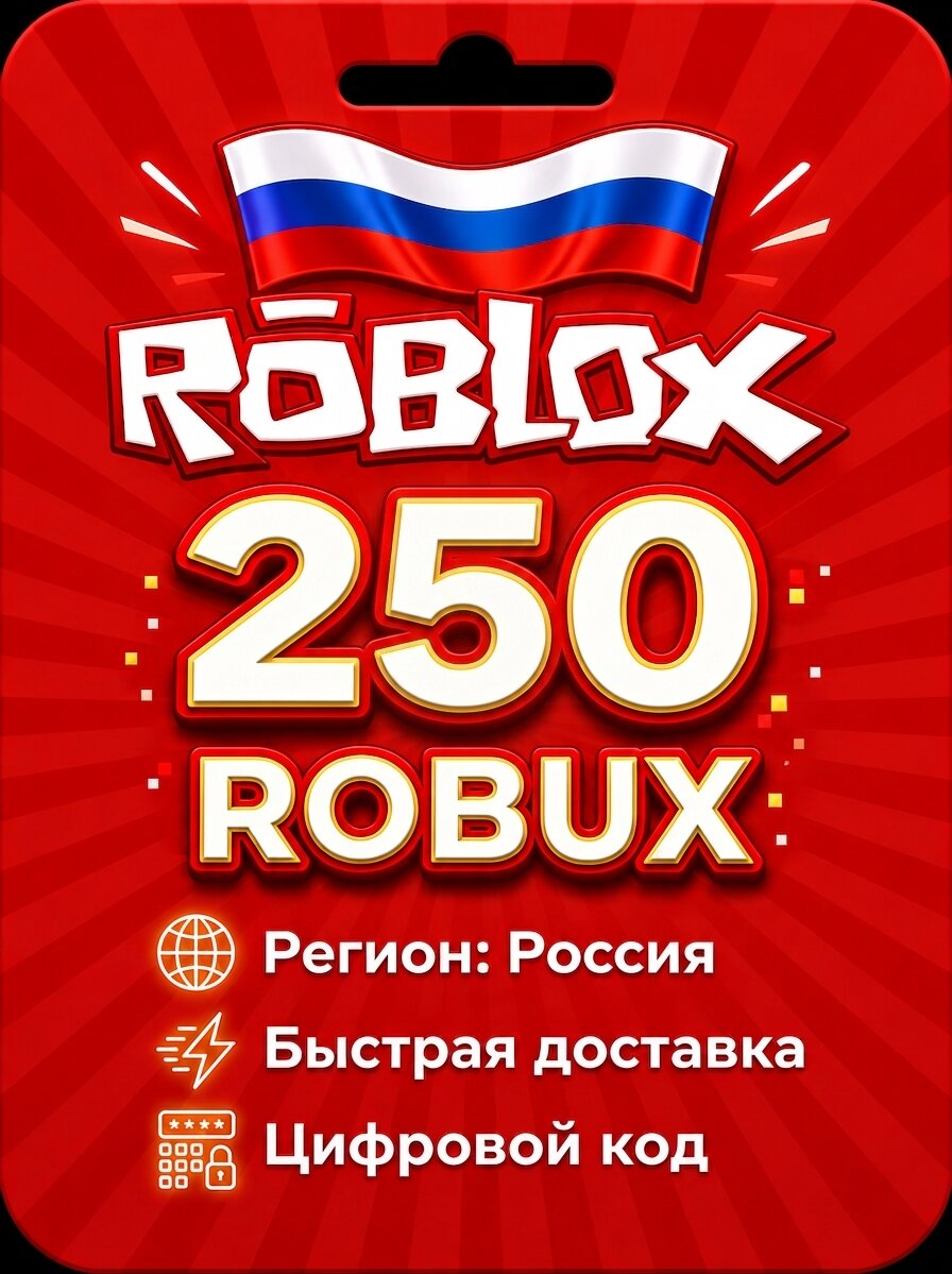 Пополнение счета Roblox на 250 Robux / Код активации Робуксы / Подарочная карта Роблокс / Россия
