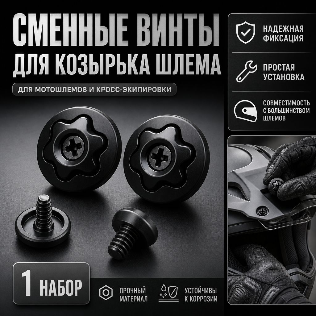 Набор винтов для козырька кроссового шлема универсальный
