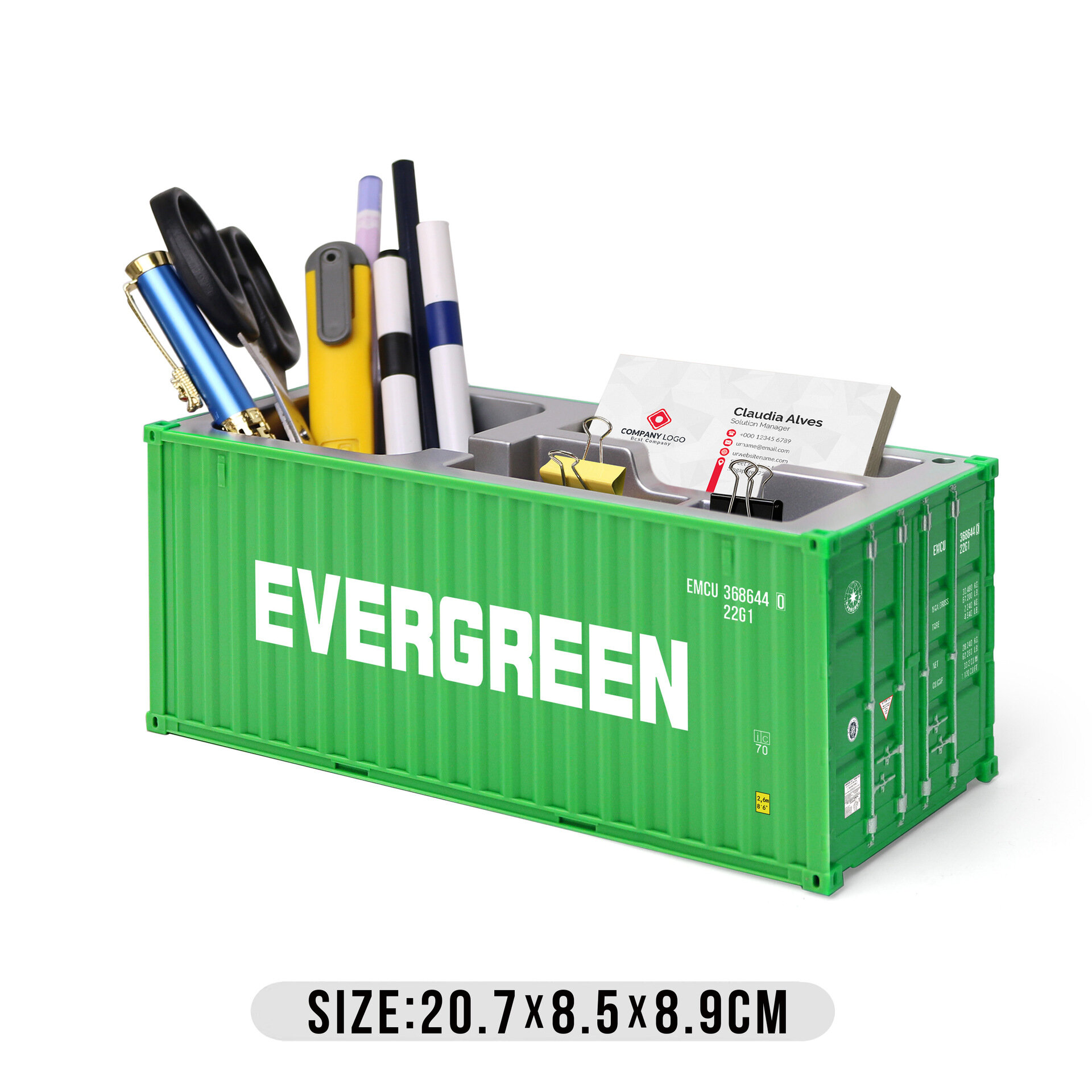 Мини-модель контейнера органайзер для ручек и визиток Зеленый Evergreen Коробка для хранения на рабочий стол