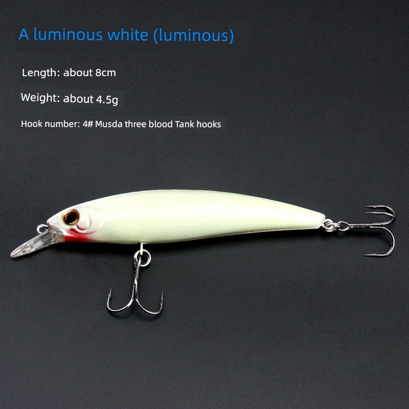 Светящийся минноу-приманка - Белый свет, 3 шт, 4,5 г каждая для рыбалки на пресной воде, ловля окуня и судака