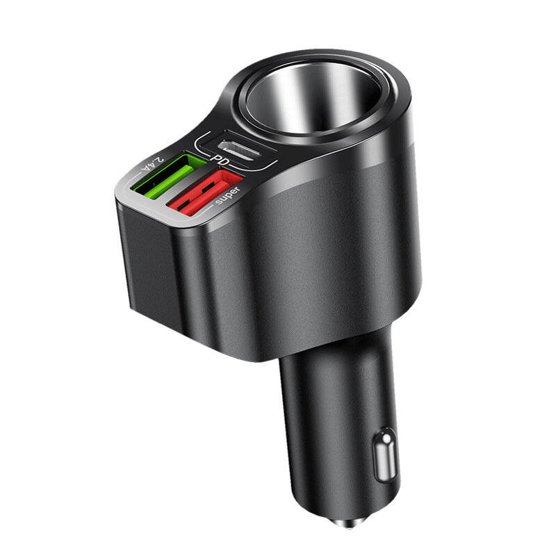 Черное автомобильное зарядное устройство с тремя портами USB, быстрая зарядка для мобильных телефонов, адаптер для
