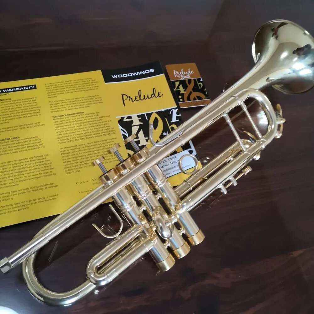 Профессиональная труба Conn-Selmer си-бемоль с триггером, серебряным покрытием и позолоченными клапанами, утяжеленная