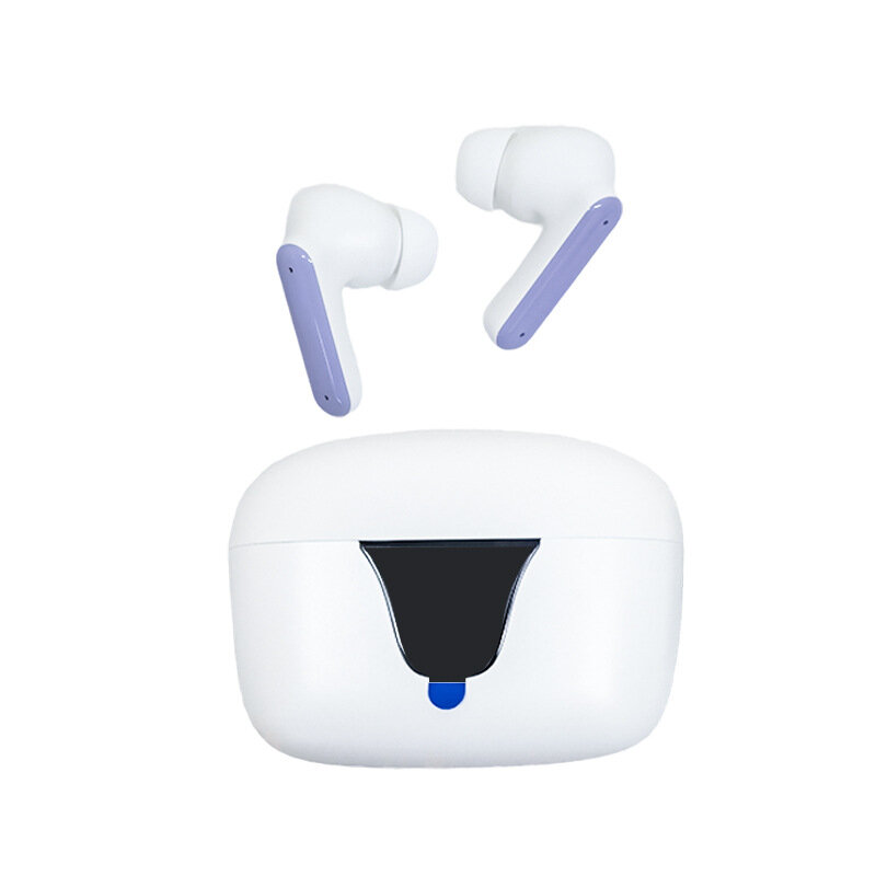 Беспроводные Bluetooth наушники спортивные с ушной петлей внутриканальные наушники с микрофоном i55 сиреневый с белым