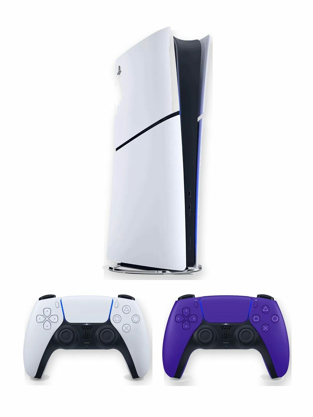 Игровая приставка Sony PlayStation 5 Slim Digital Edition 1 ТБ без дисковода, белая, европейская версия + 2-й геймпад DualSense Galactic Purple
