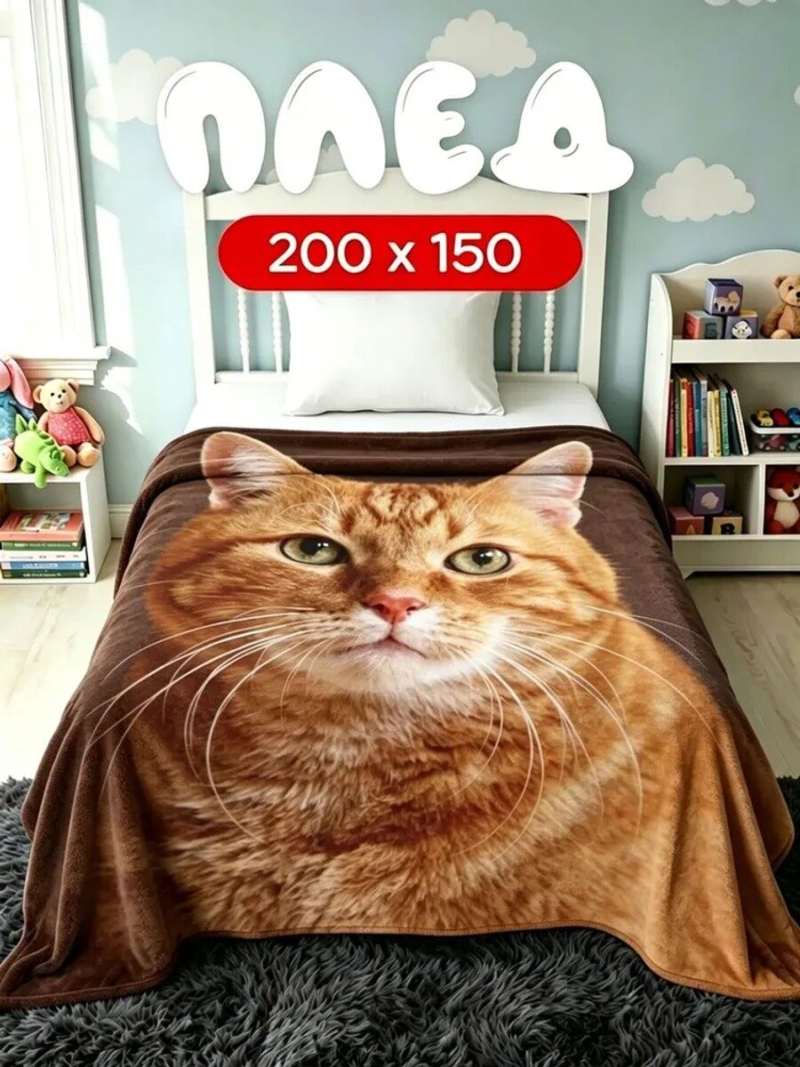 Плед плюшевый , Фланель, 200 см х 150 см, Цвет 2, Спальность Односпальный