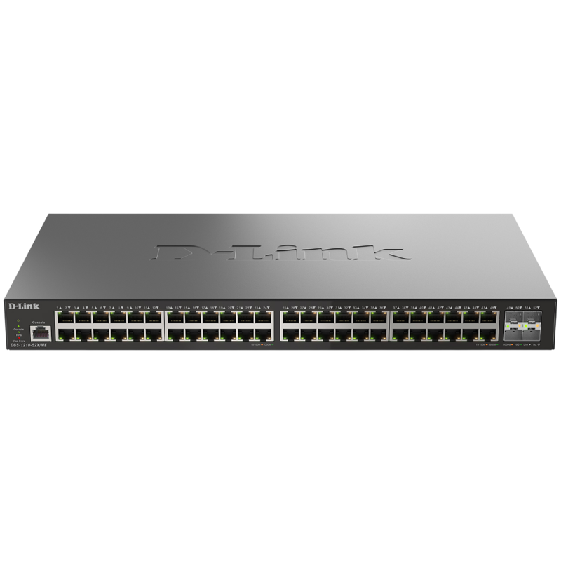 Коммутатор D-Link DGS-1210-52X/ME управляемый L2, 48 портов 1 Гбит/с, 4 SFP+ 10 Гбит/с DGS-1210-52X/ME/C1A