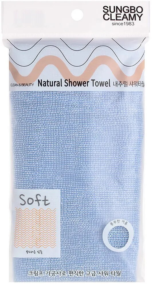 Мочалка для душа для чувствительной кожи SungBo Cleamy Natural Shower Towel