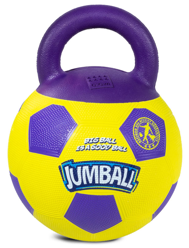 Игрушка для собак GiGwi / ГиГви Jumball мяч футбольный c ручкой резиновый, размером 26см / зоотовары для животных