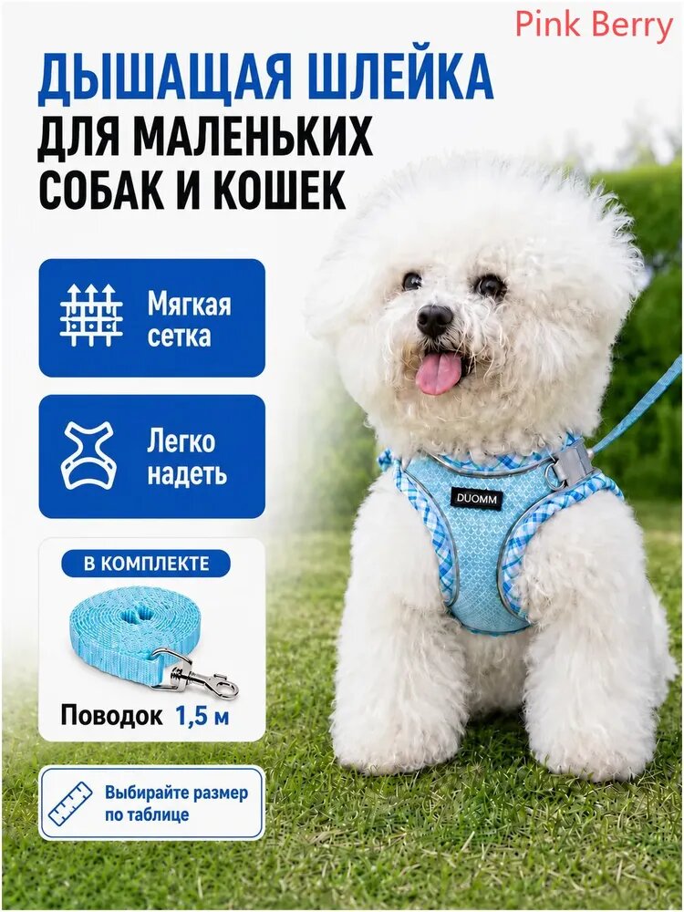 Шлейка для собак мелких пород дышащая с поводком, Артикул: 5677304920
