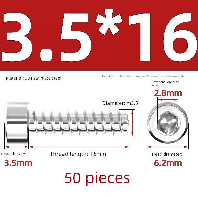 Самонарезные винты из нержавеющей стали 304 M3.5x16mm - 50 шт. для строительства