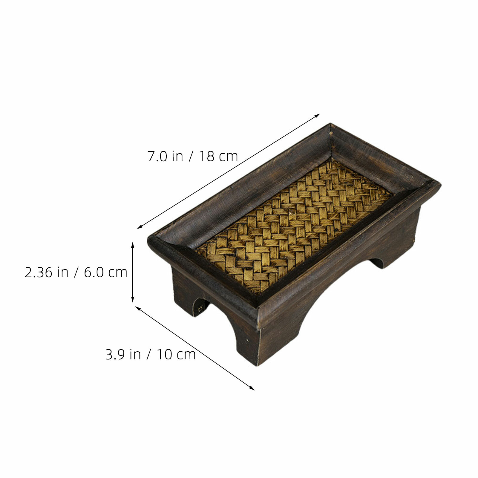 Поднос Для Подачи Чая Из Бамбука С Деревянной Основой 18.00X10.00X4.00Cm