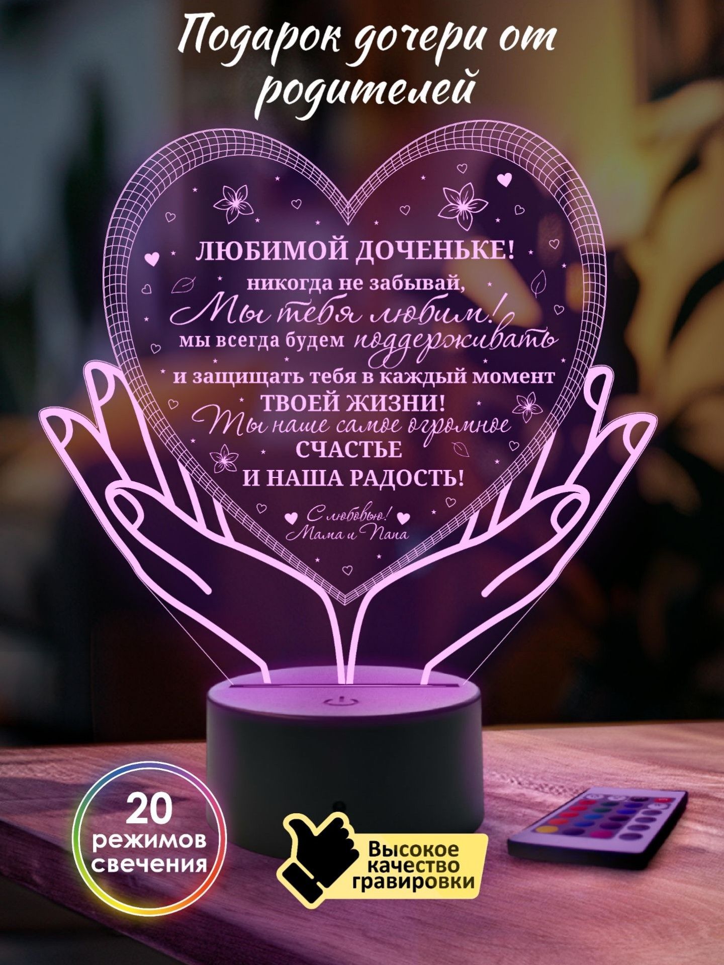 Подарок дочери на день рождения взрослой от родителей ДР НГ Ночник