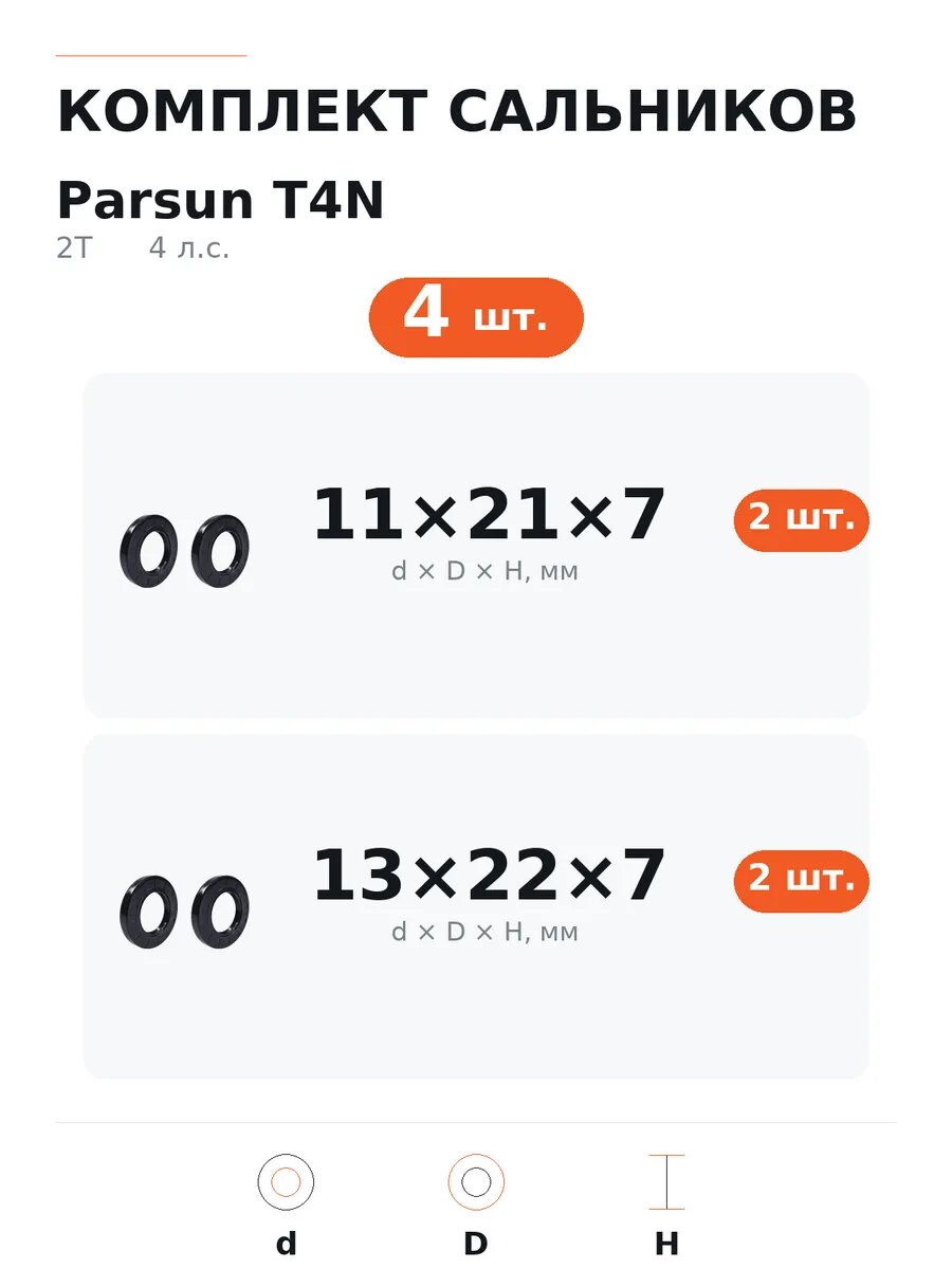Комплект сальников Parsun T4N