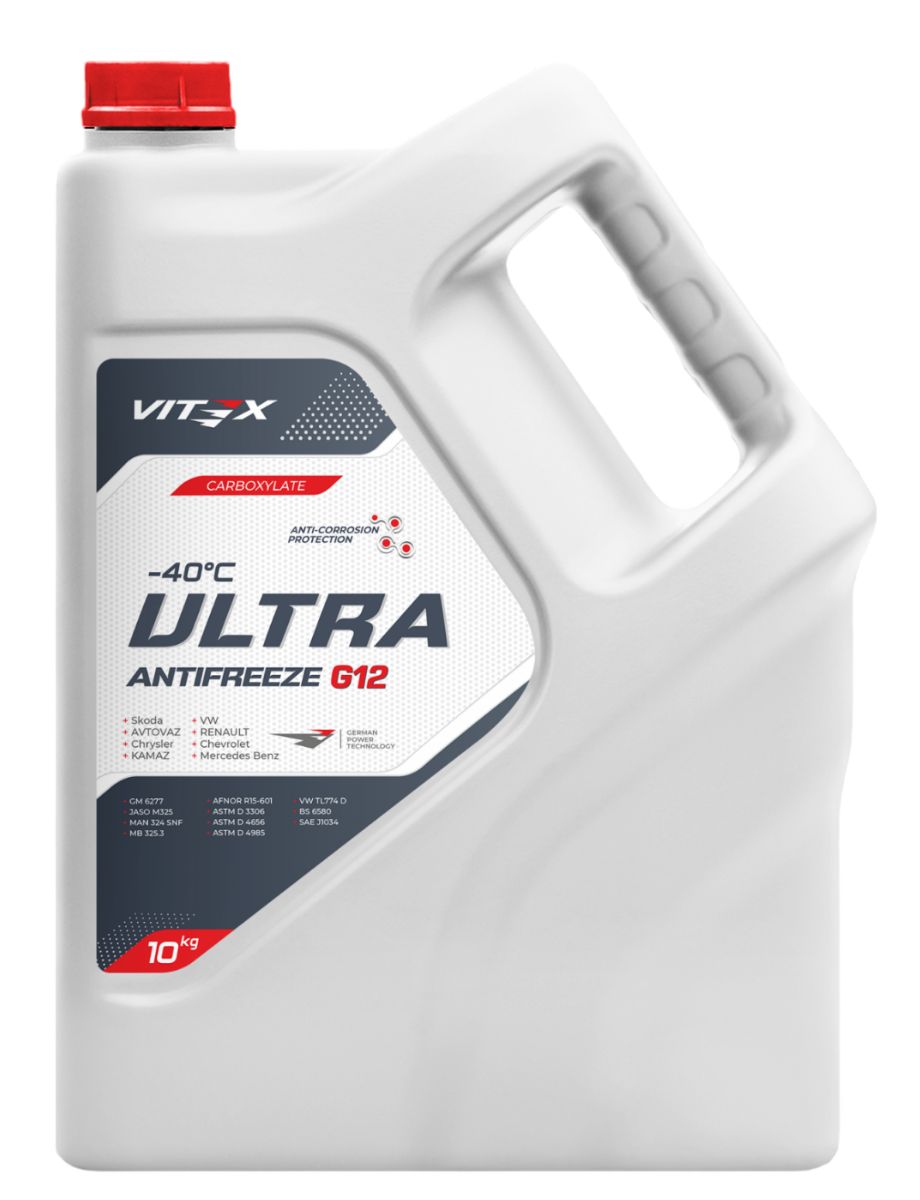 Антифриз G 12 Ultra G -40 красный 10кг Vitex v105505