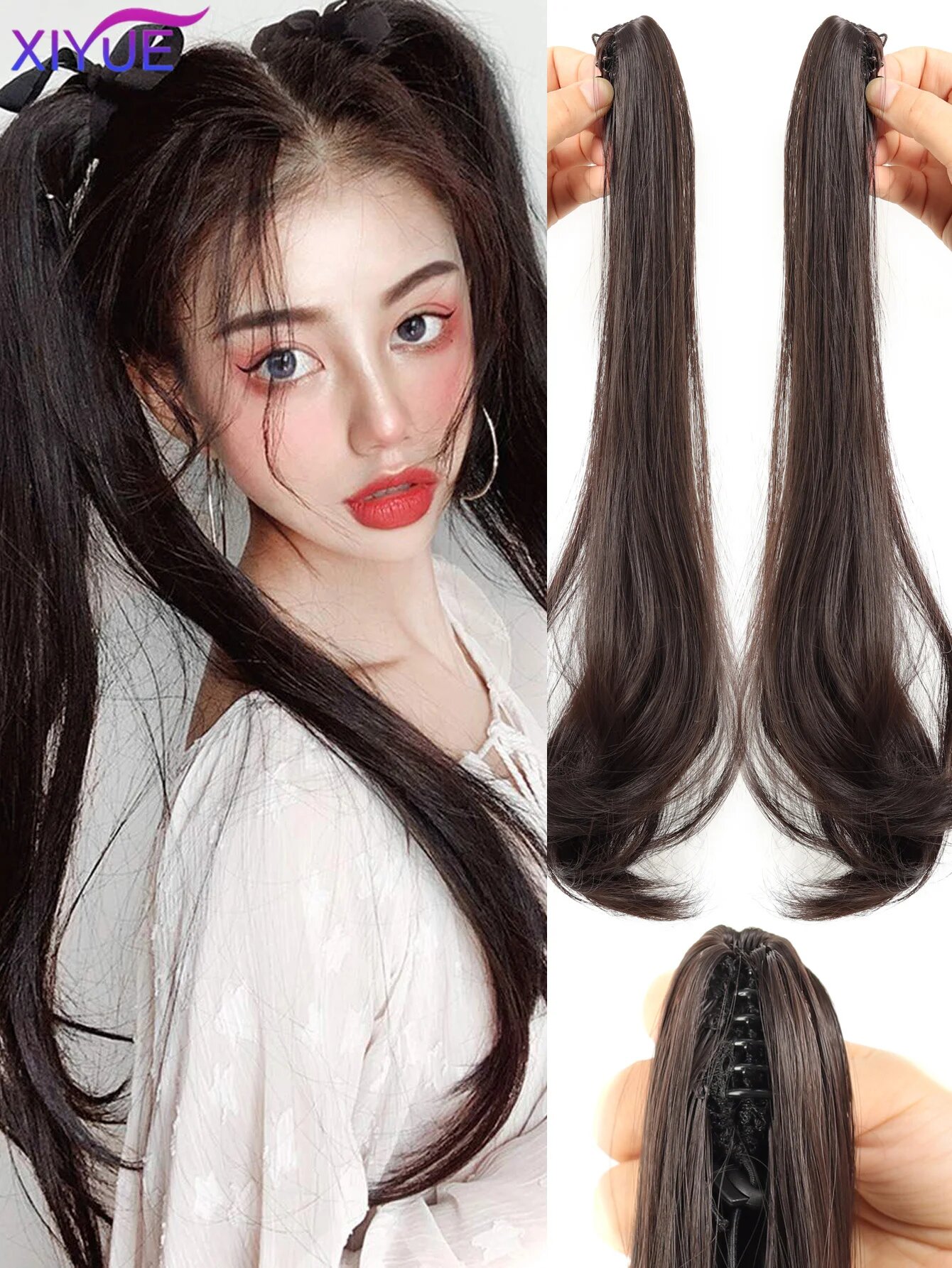 Синтетический парик XIYUE с крупными волнами Brown Black