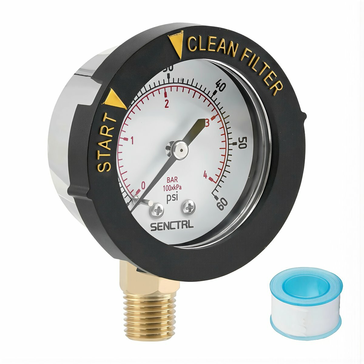 Деталь для обслуживания бассейна манометр 60psi 1/4NPT нижнее крепление индикатор очистки простой монтаж долгий срок службы