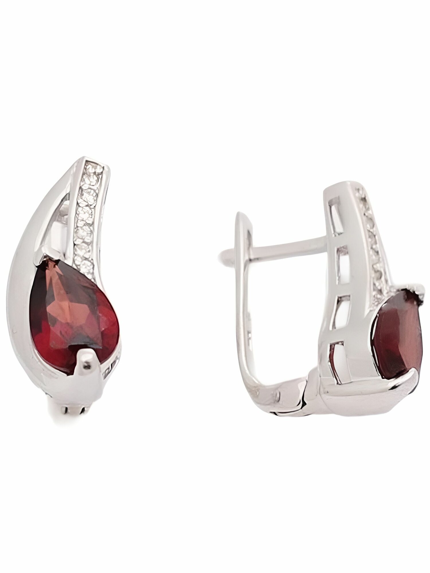 Серьги Balex, серебро, 925 проба, родирование, гранат, фианит
