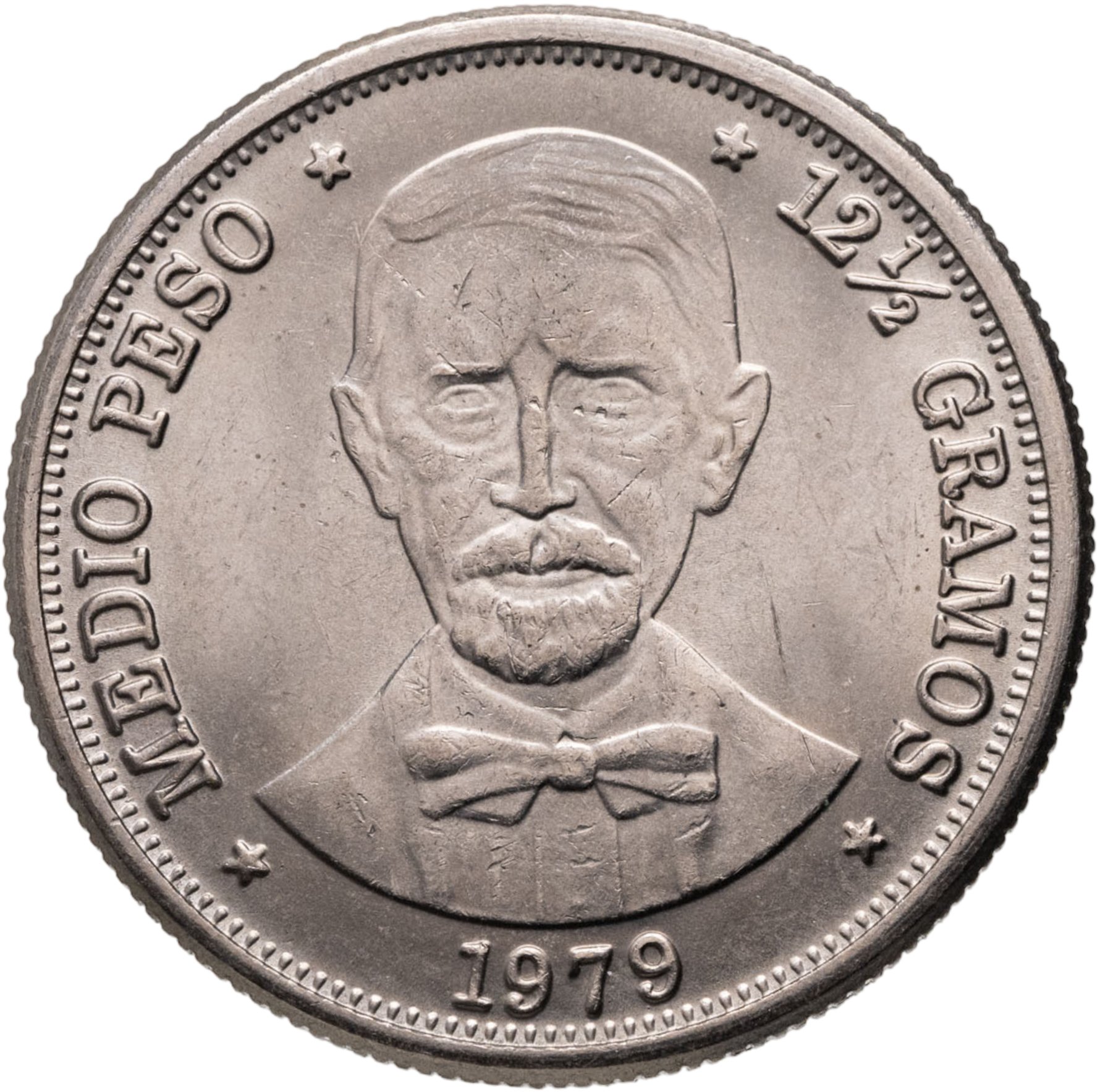 Доминикана 1/2 песо peso 1979, Мельхиор медь-никель, в сохранности UNC