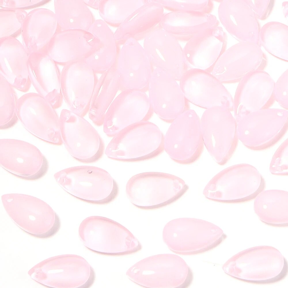 Лингсай 50 шт. Чешские стеклянные бусины капли 8x14 мм Розовый, Pink