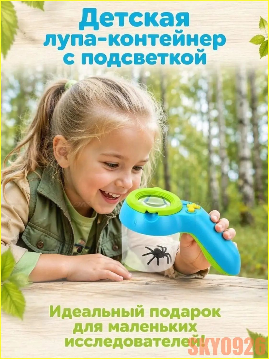 Лупа для насекомых, детский маленький контейнер для наблюдения, увеличительное средство для просмотра ошибок, 9 светодиодов, холодный и теплый свет, детская игрушка для дошкольников