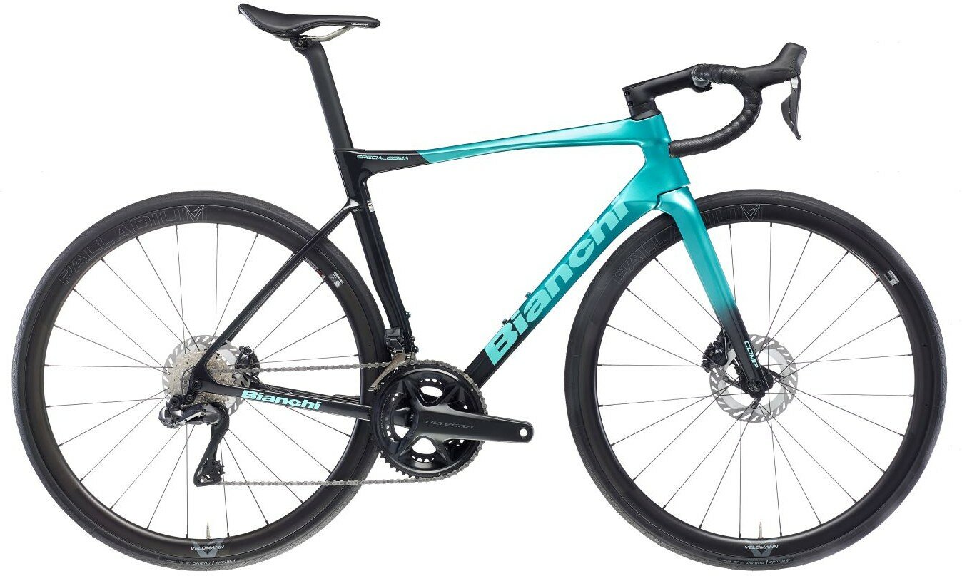 Велосипед Bianchi Specialissima Comp Ultegra Di2, рама 53 см (165-175 см), глянцевый целесте-черный