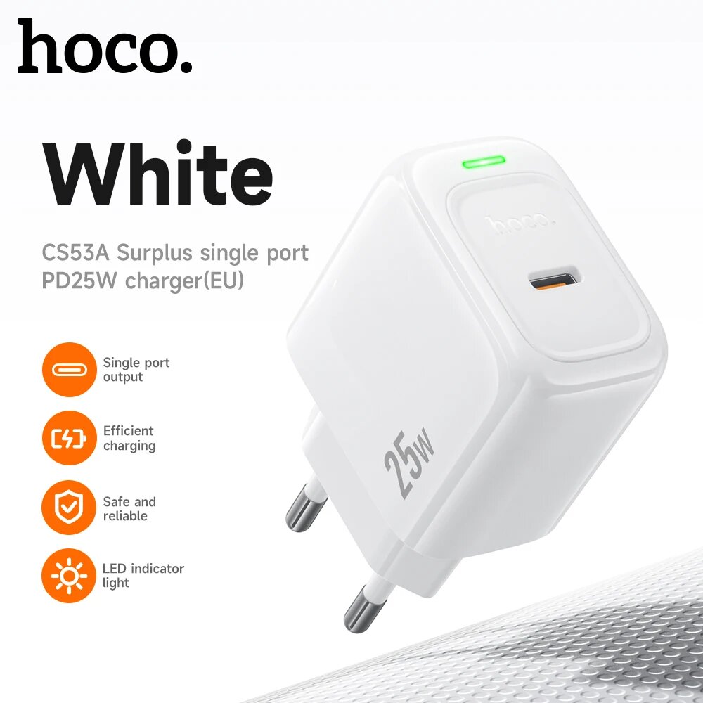 HOCO USB C PD25W Быстрая зарядка с вилкой европейского стандарта Зарядное устройство Only EU Charger