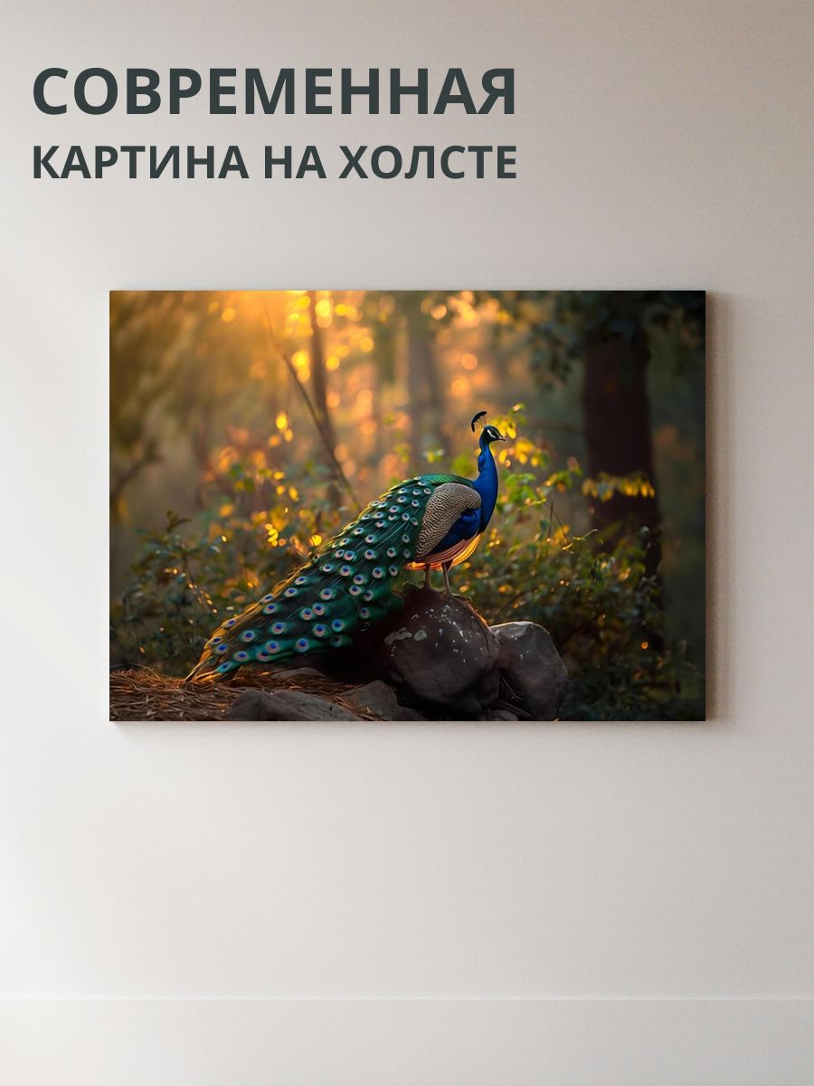 Картина на холсте Павлин 70x50 см