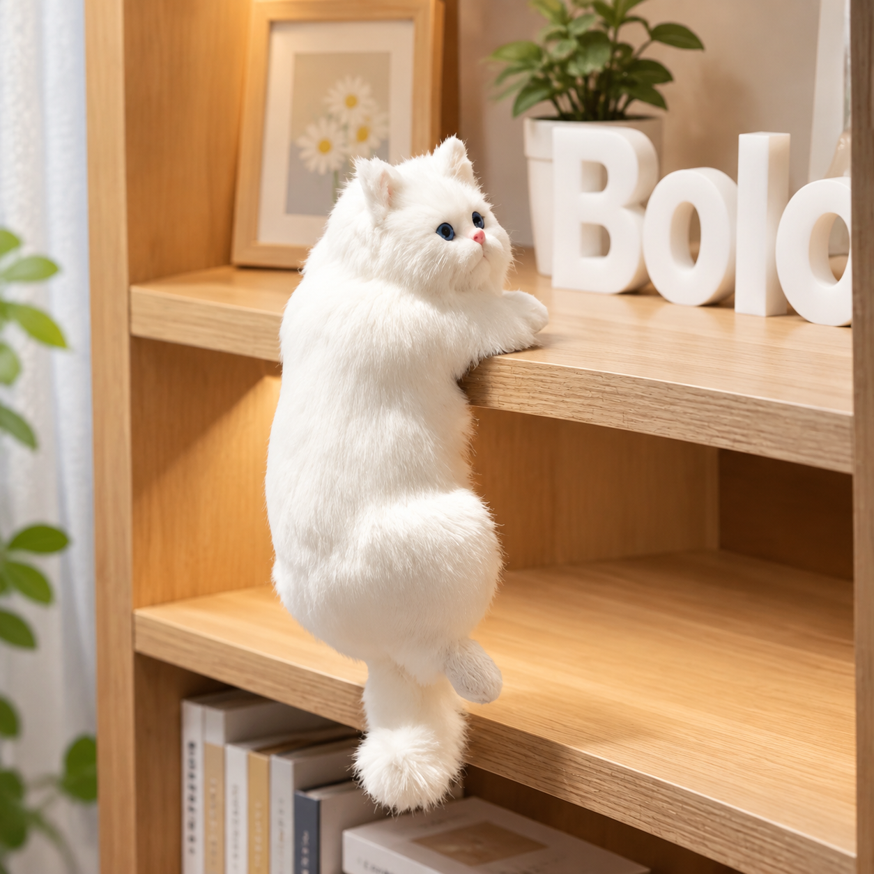 Cozy Handmade White Cat Plush Toy Soft Stuffed Animal Imitation Pet Adorable Realistic Sleeping Kitten Doll Cuddle Companion Collectible Artisan Crafted Long Body 30 cm Length 1 cm Height White Color Home Decor Gift