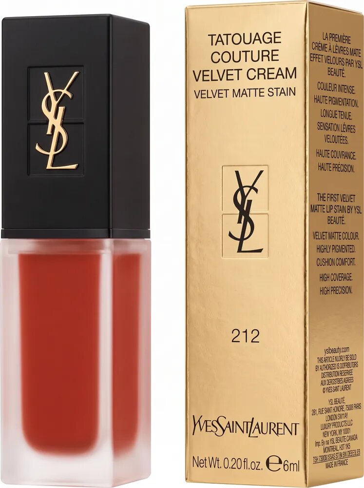212 Rouge Rebel YSL Tatouage Couture Velvet Cream Матовая жидкая помада