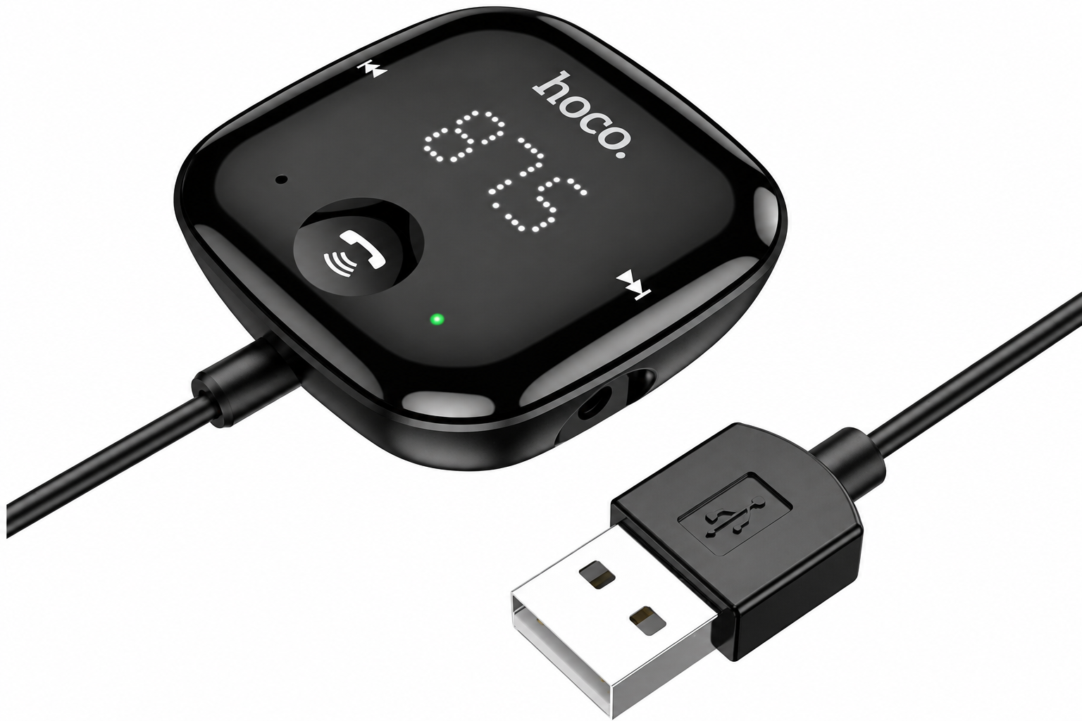 Модулятор HOCO E65 Unity car FM Transmitter FM/TF/AUX 3.5 mm/BT V5.0, Кабель 1.35 м, Черный