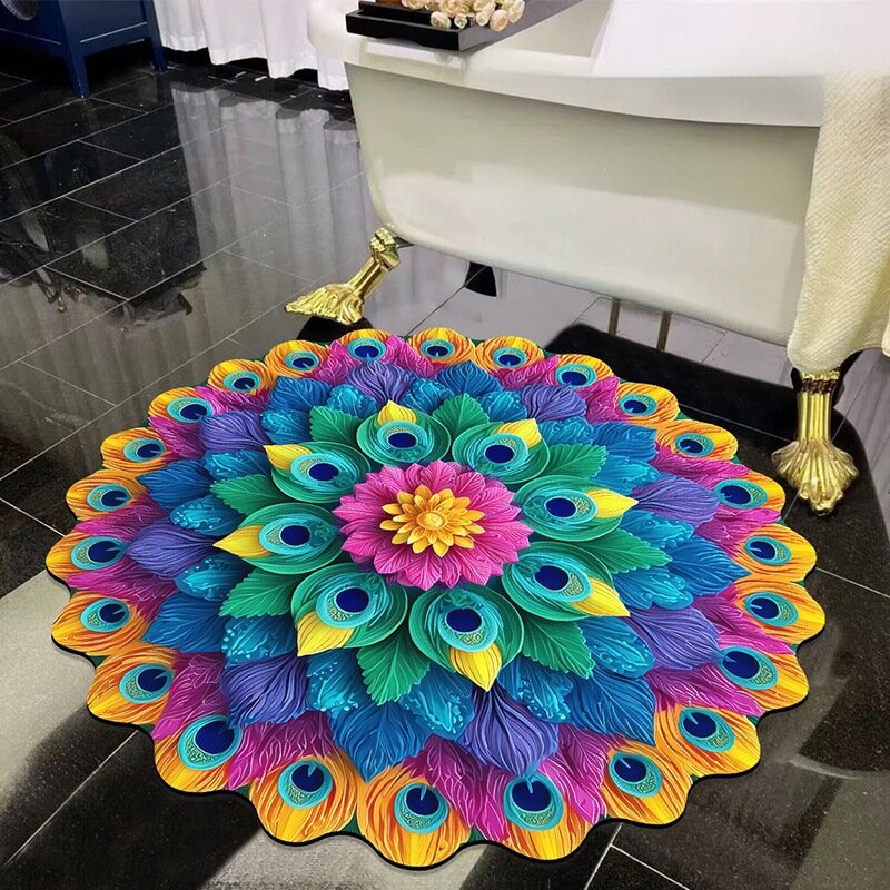 Улучшенный 3D коврик из диатомита для ванной, золотое перо, водопоглощающий нескользящий коврик, 160x160 см