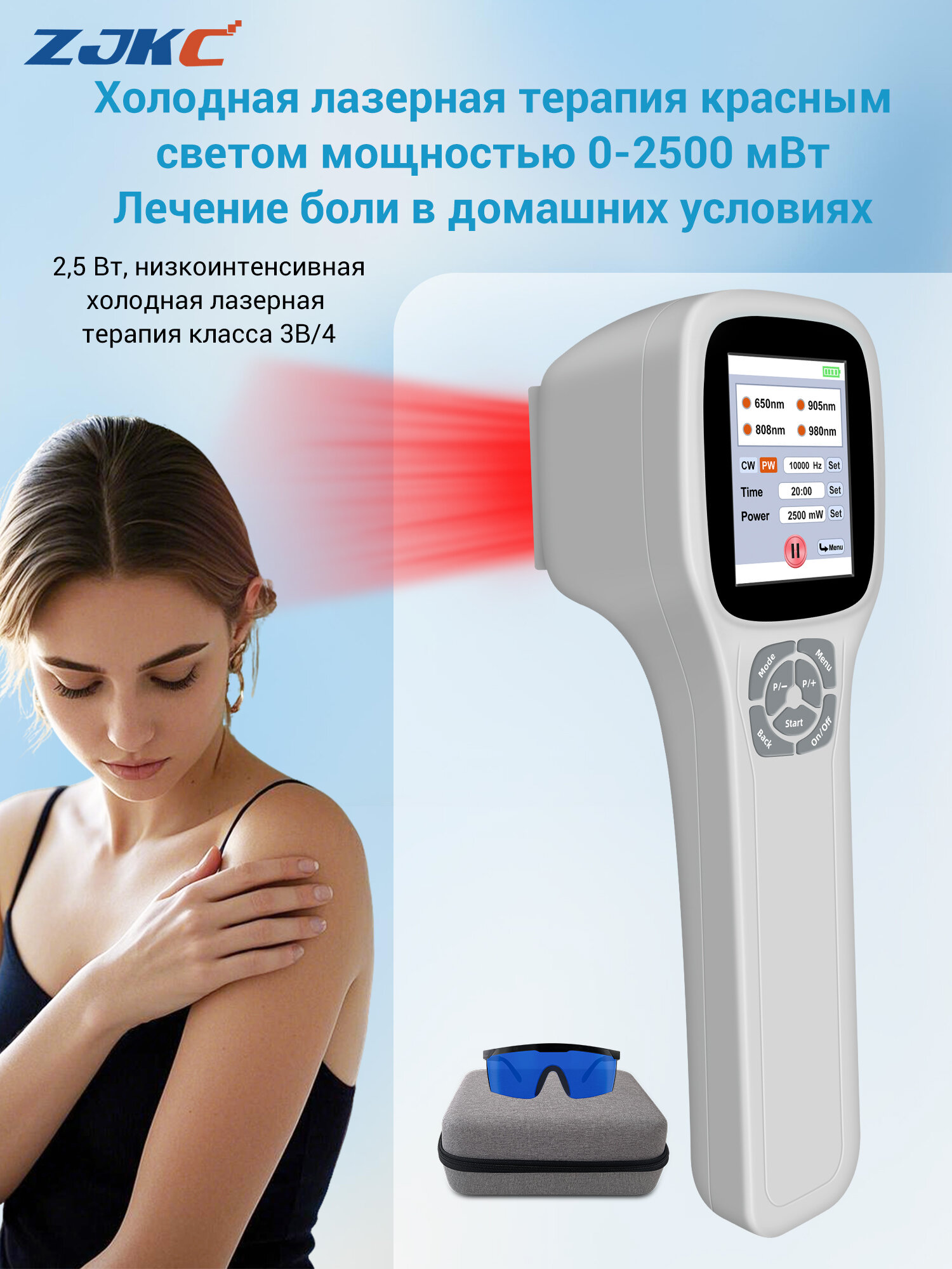 Лазерный аппарат ZJKC красный ближний ИК сверхимпульсный, снятие болей и артрита, заживление ран людей и питомцев, профессиональное оборудование массажиста