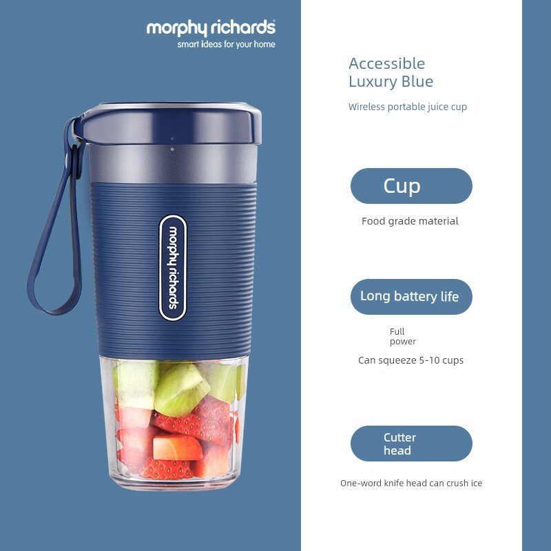 Портативный мини-соковыжималка Morphy Richards, электрический блендер для сока, для дома и путешествий, синий