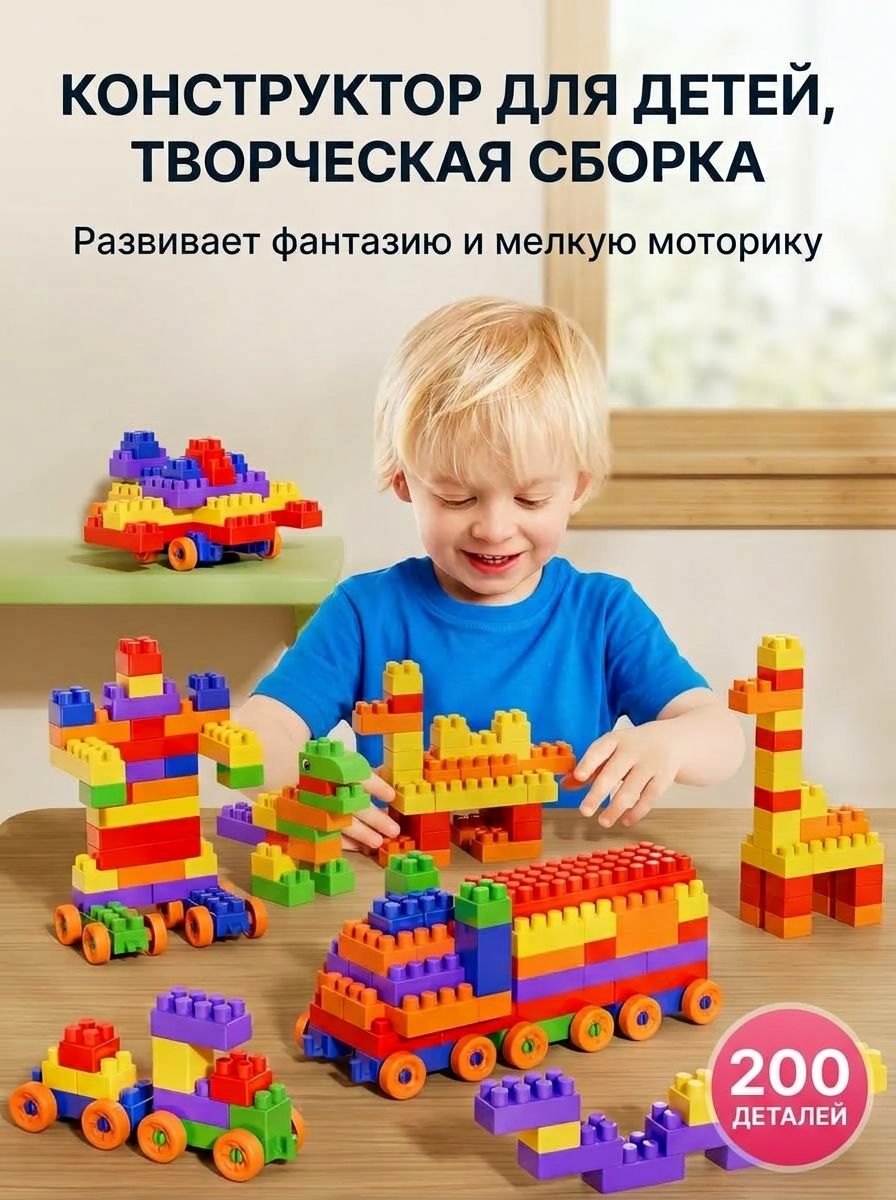Детский крупный развивающий конструктор из пластика для малышей