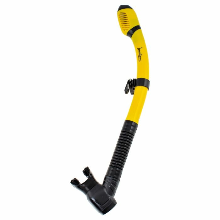 Трубка для снорклинга и дайвинга Marlin DRY FLAP, изогнутая гофра, черный/желтый