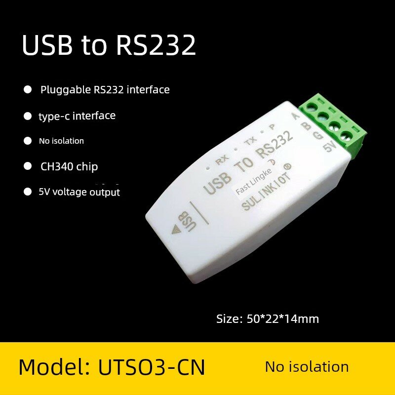 Промышленный USB-адаптер для RS232 с чипом CH340, готов к использованию для последовательной связи, компактный дизайн