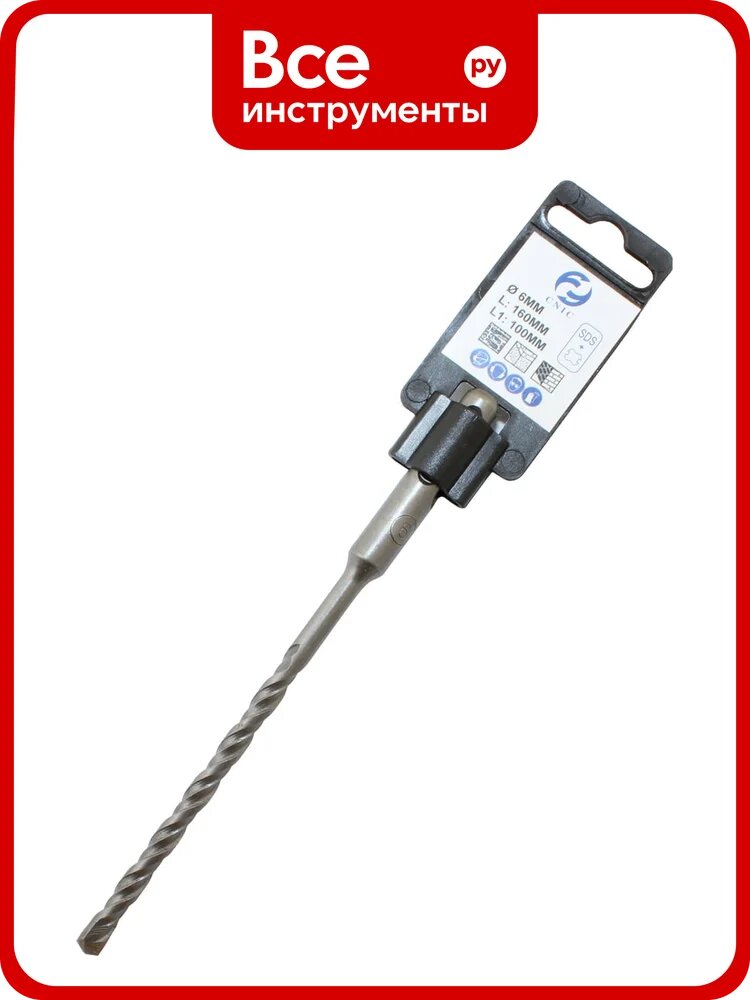 Бур CNIC d 6х100х160 тв. сплав SDS-PLUS, усиленная спираль 24745