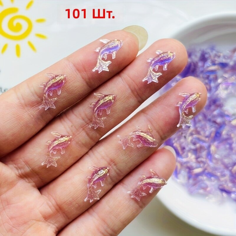 101 шт. миниатюрные разноцветные рыбки из смолы, плоская спинка, выпуклая круглая форма, морской декор для DIY, бижутерии и украшений для волос