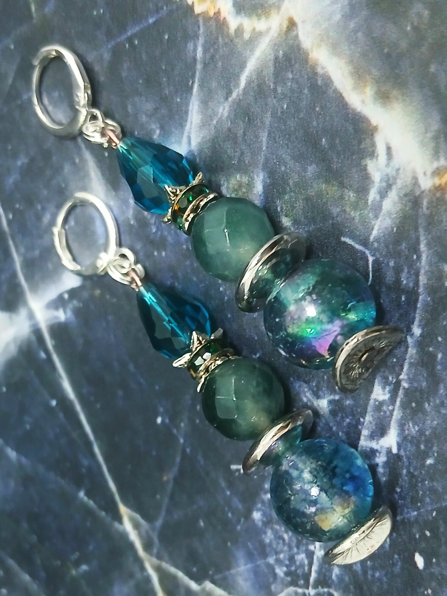 Серьги, агат, стекло, агат синтетический