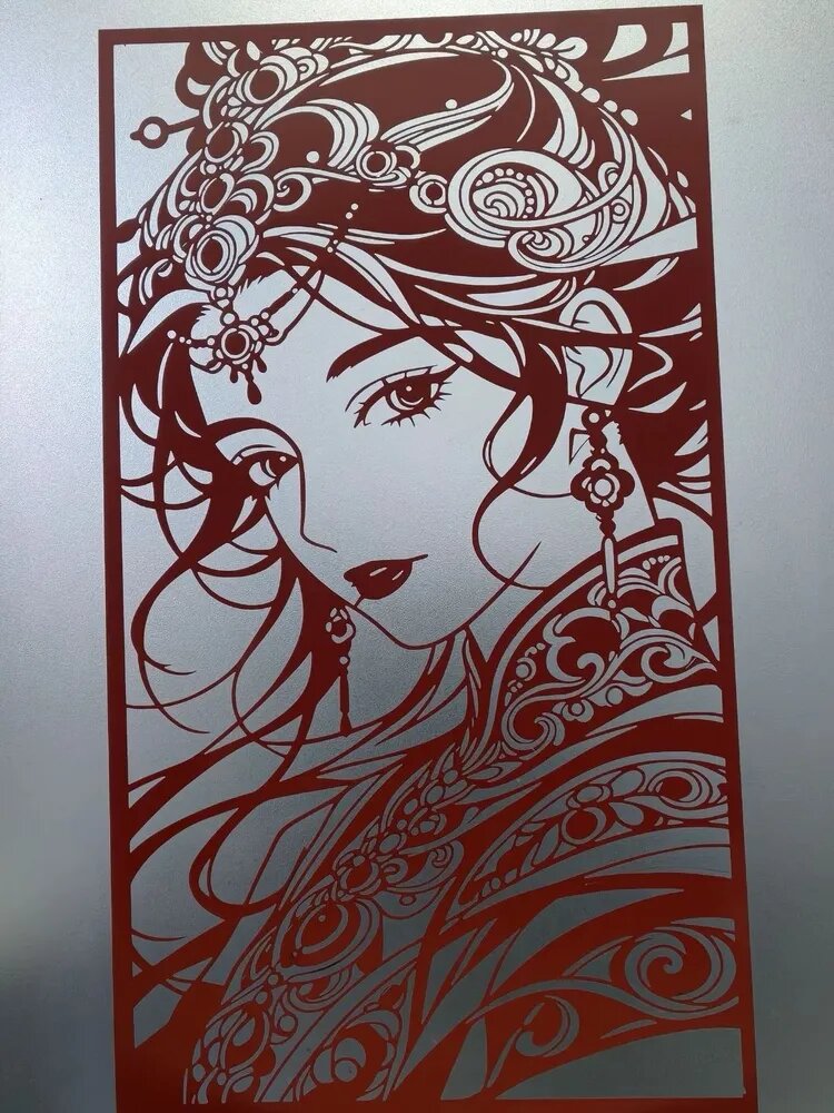 Металлическое панно "Китайская красавица" для интерьера 20x30cm