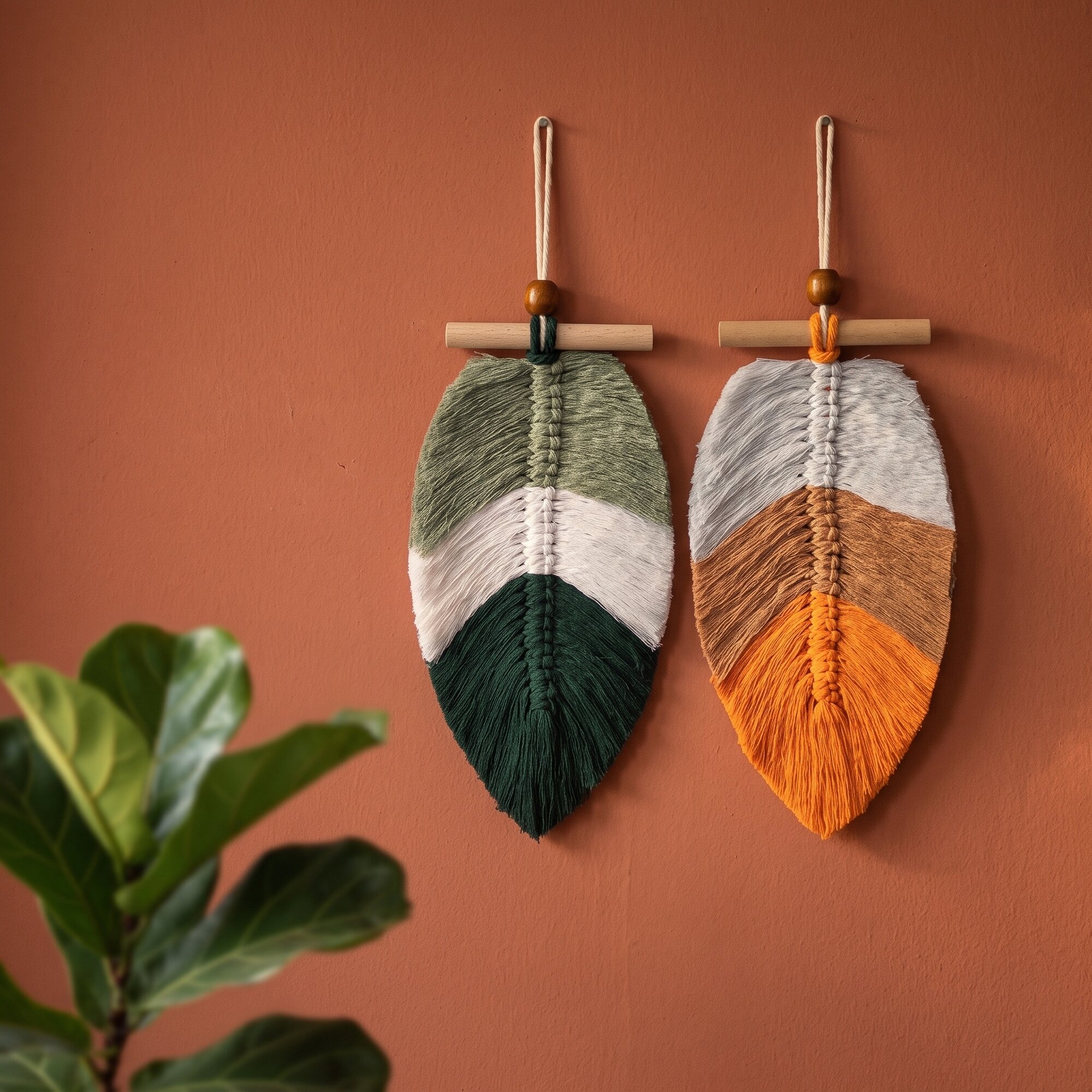 2 Шт Декоративные Висячие Листья Макраме Для Украшения Спальни Гостиной Кухни 26.00X13.00X2.00Cm
