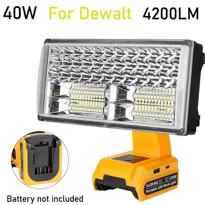 Подходит для Dewalt 18-20 В литий-ионный аккумулятор беспроводной светодиодный рабочий свет наружное освещение фонарик аварийный прожектор прожектор