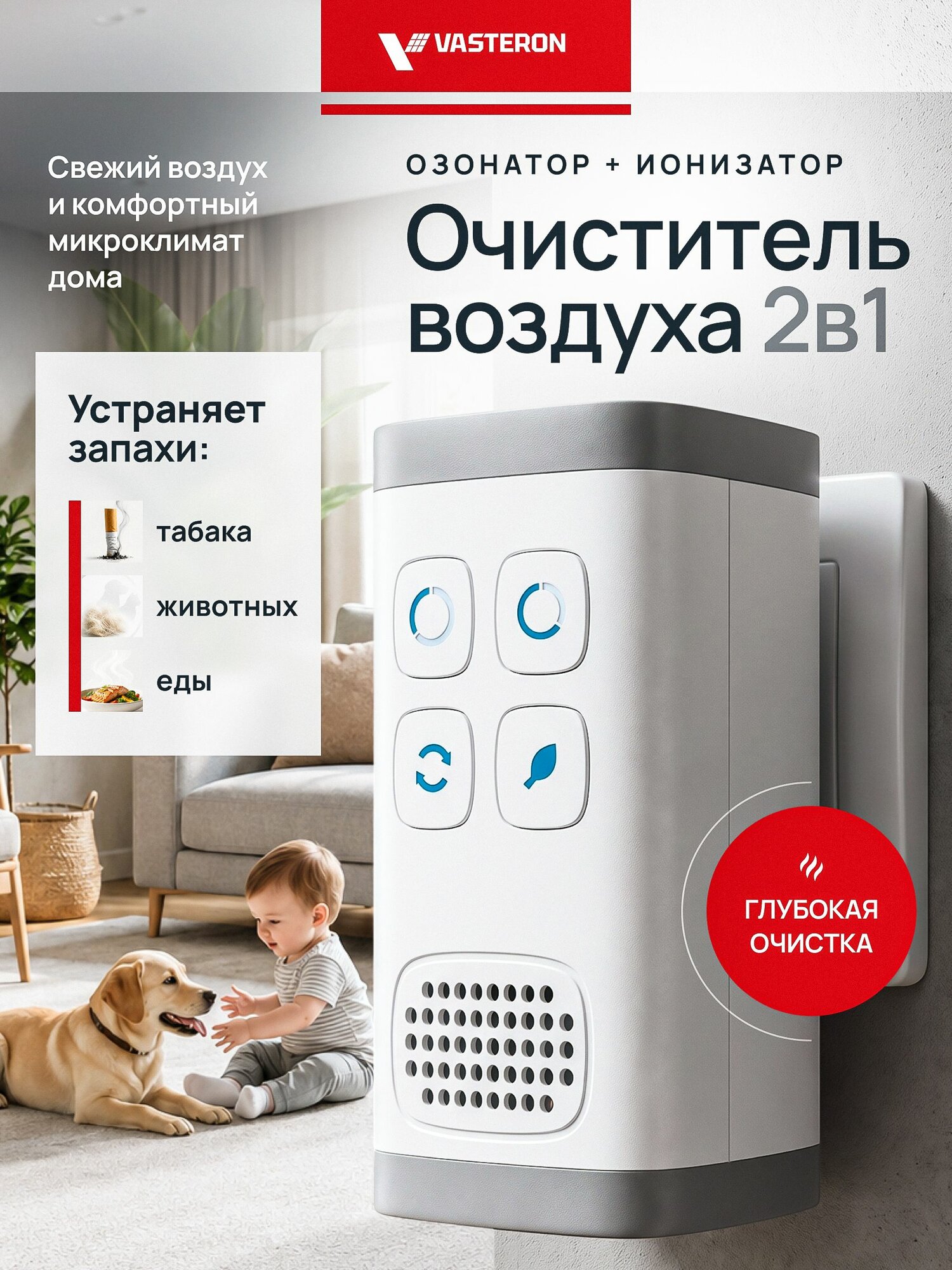 Очиститель воздуха портативный ионизатор озонатор для дома и автомобиля, мини прибор от запахов, дыма и пыли