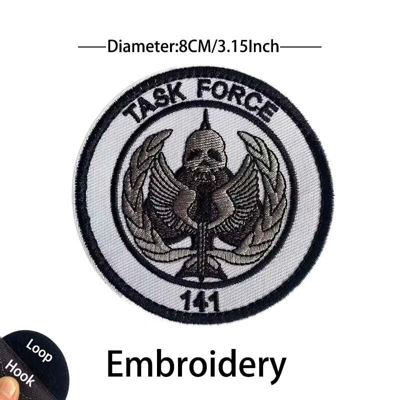 Нашивка Task Force 141, 8см, черная