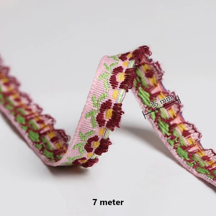 Этническая лента для вышивки 7 м, полиэстер/хлопок, 10/15 мм 14, 15mm width 7meter