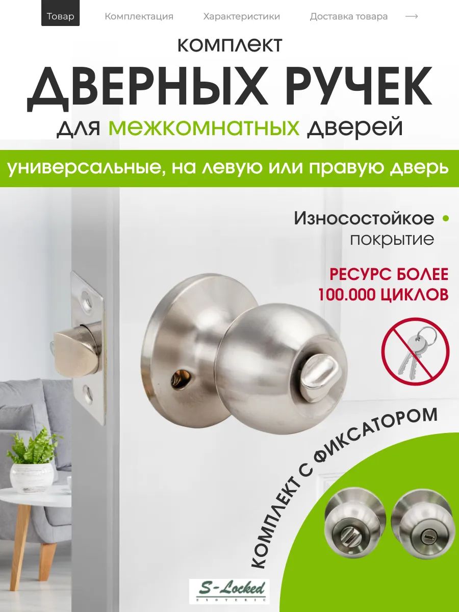 Ручка дверная межкомнатная с защелкой кноб